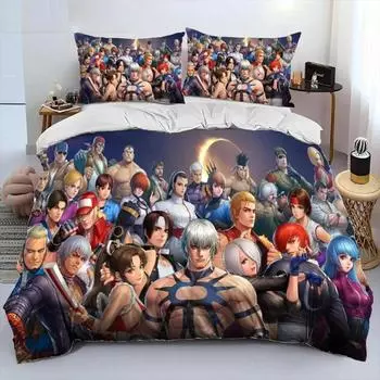 Game King Of Fighters Retro Bedding Set Boys Girls Twin Queen Size Duvet Cover Pillowcase Bed Kids Adult Home Textileextile 70x133cm 2pcs
