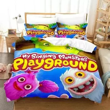 Game My Singing Monsters Bedding Set Single Twin Full Queen King Size Bed Set Adult Kid Bedroom Duvet cover Set Home Textiles EU Single 135x200cm