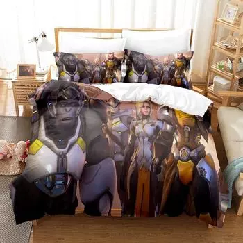 Game Overwatch 2 Invasion Bedding Set Single Twin Full Queen King Size Bed Set Adult Kid Bedroom Duvet cover Sets New Anime EU Twin 135x200cm