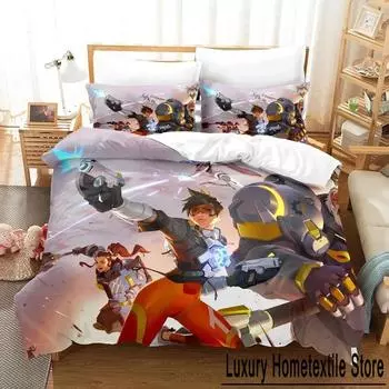 Game Overwatchs Bedding Set Boys Girls Twin Queen Size Duvet Cover Pillowcase Bed Kids Adult Fashion Home Textile Customizable 70x133cm 2pcs