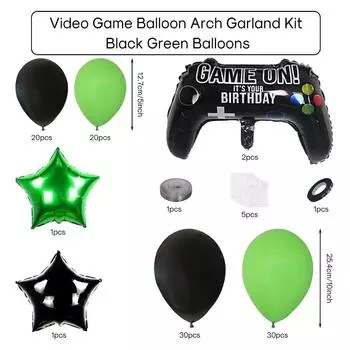 Game Supplies Black Game Green Foil Balloon Arch Graduation Boys