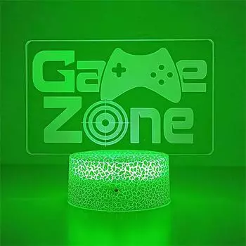 Game Zone 3D Night Light 16 color band remote control and Smart Touch Games NightLight Home Decor Birthday Day Christmas Gifts Black Base No Remote коричневый