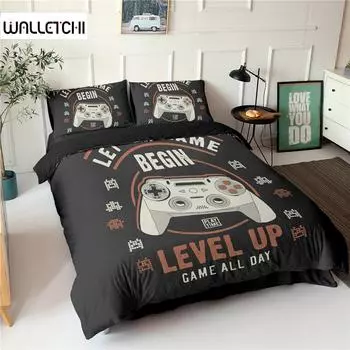 Gamepad Bedding Set Queen Size Duvet Cover Creative Black Bed Comforter Cover Set Polyester Quilt Cover Bedclothes 2/3Pcs EU single(135x200cm)