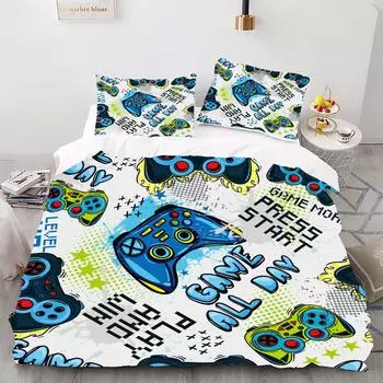 Геймпад - Комплект пододеяльников с цифровой печатью - Полиэстер - Декор для спальни - 1 покрывало + 2 наволочки (нет подушки) 173x229cm