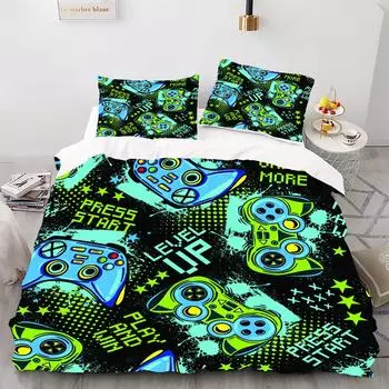 Gamepad - Digital Printed Duvet Kit - Polyester - Bedroom Decor -1 Bed cover +2 Pillowcase (no pillow core) 173x229cm