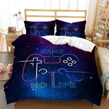 Gamepad Duvet Cover Gamer Bedding Set King For Boys Girls Teen Video Games Quilt Cover Microfiber 3D Gaming Controller Bed Sets 135x200cm 2pcs