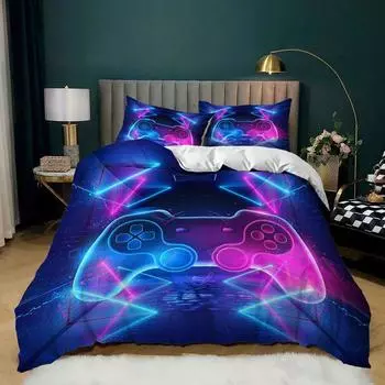 Gamepad Kit 3D Digital Printing Quilt Cover E-Sports Boy Bedding Three-Piece Set 135 * 200 (two-piece set) 90g