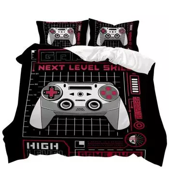 Gamer Duvet Cover Set Games Console Action Buttons Comforter Cover Girls Boys Youth Adults Video Gamepad Polyester Quilt Cover 70x133cm 2pcs