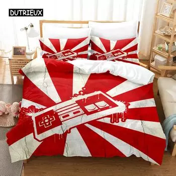 Games Duvet Cover Set Electronic Game Twin Bedding Set Polyester Handheld Gamer Console Videogame Controller Printed Quilt Cover EU single(135x200cm)