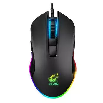 Gaming Mouse Wired USB Optical Computer Mice with RGB Backlight 3 Adjustable DPI Ergonomic Gamer Laptop PC Mouse with 6 Buttons чёрный