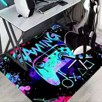 Gaming Rug for Boys Room Gamer Rug with Controller Design Carpet for Game Room Bedroom Decor Non-slip Machine Washab Mat 40X60cm-16x24in