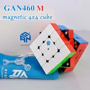 GAN460M Магнитный волшебный куб 4x4x4 GAN460 M 4x4 Скоростной куб GAN 460M Куб-головоломка 4x4x4 GAN 460 Игрушки для беспокойства от беспокойства чёрный