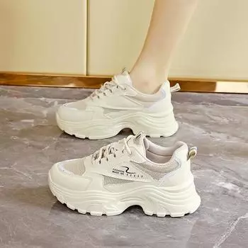 Gangfeng fried street thick-soled dad shoes for women increase 2024 new spring versatile casual sports little white shoes for women J03 35 белый