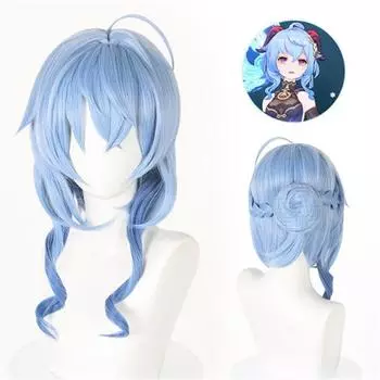 Ganyu Cosplay Wig Anime Lantern Rite New Skin Shenhe Xingqiu Twilight Blossom Heat Resistant Synthetic Hair Wigs + Wig Cap One Size