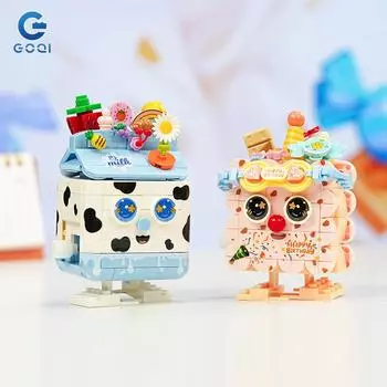Gao Qi 3048-3049 Happy Biscuits Milk Many Decorations Детские сборные строительные блоки Игрушка в подарок оптом розовый