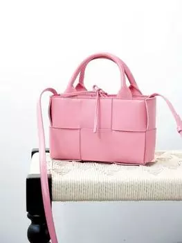 Gaoding Полностью кожаная корзина для овощей внутри и снаружи из овчины, плетеная мини-сумка, женская сумка через плечо на одно плечо 20x13x7cm