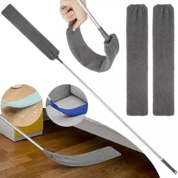 Gap Dust Cleaner Выдвижная щетка для пыли из микрофибры Gap Dust Brush Гибкая длинная плоская щетка для уборки пыли для дивана, кровати и мебели серый