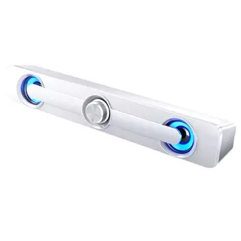 Garage Tst PC Speaker Gaming Speaker USB Powered Compact Sound Bar White Wired TV Speaker Small Speaker Glowing (White)