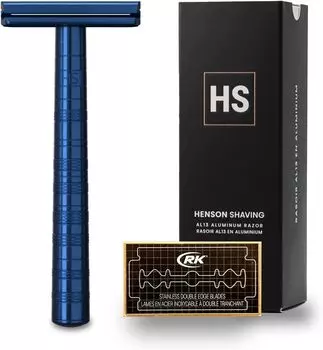 гарантия бритва HENSON SHAVING AL13 MEDIUM с 5 запасными бритвами для гладкого бритья, прочная и рекомендуется для тех, кто хочет гладкого бритья [Оригинал