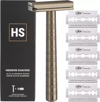 гарантия Бритва HENSON SHAVING AL13 MILD с 5 запасными лезвиями. Модель Entry прочная и обеспечивает гладкое бритье, минимизируя раздражение кожи [Подлинная