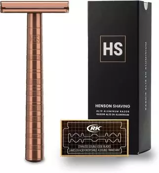 гарантия HENSON SHAVING AL13 Бритва MEDIUM с 5 запасными бритвами для гладкого бритья, прочная и рекомендуется для тех, кто хочет гладкого бритья [Оригинал