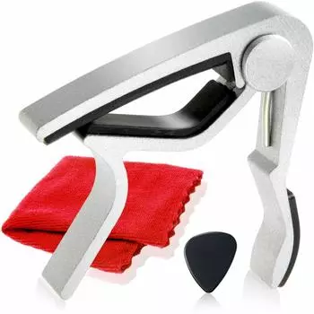 Гарантия на волокно для каподастра Phoenix Guitar Capo Care Silver One-Touch [тип M] Ткань/Медиатор/Производитель Set 4