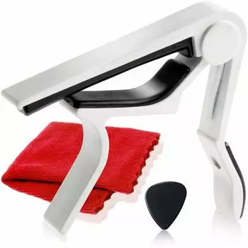 Гарантия на волокно Phoenix One Touch Guitar Capo Care [тип R] на ткань/медиатор/производителя Set 4 (белый)