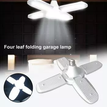 Гаражное освещение 4 панели 90 градусов E26/E27 Регулируемая складная лампа вентилятора 6500K для склада белый