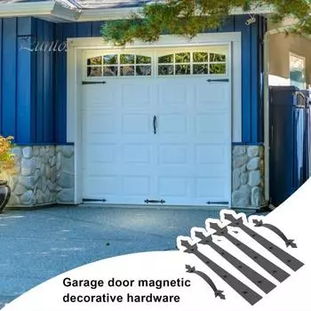 Гаражные дверные петли, ручки, комплект, высокая твердость, сильный магнит, простая установка, универсальная магнитная декоративная фурнитура для гаражных ворот чёрный