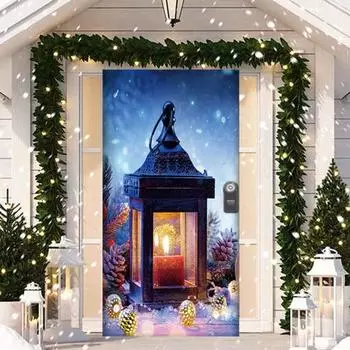 Гаражный гобелен с 4 застежками-лентами в рождественском стиле с рисунком снеговика из мультфильма K