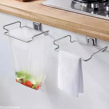 Garbage Bags Holder Kitchen Trash Rack Cabinet Door Stainless Steel Closet Garbage Storage Holder белый