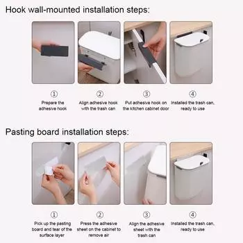 Garbage Cans Counter Bins Hanging Trashs Can For Kitchens 7L With Lid Waste Bin Wall Mounted Kitchen Cabinet Door Dustbin белый