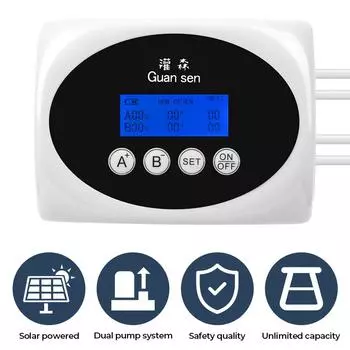 Garden Drip Irrigation Device Controller Solar Drip System Timer Smart Double Pump Automatic Watering Device for Plants