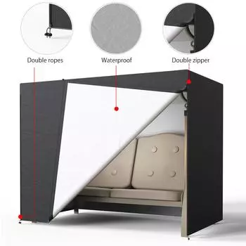 Чехлы для садовой мебели, водонепроницаемые чехлы от дождя и снега, чехлы для стульев, диванов, столов и стульев, пылезащитный чехол, черный чехол для сиденья садовых качелей 160x125x170cm чёрный