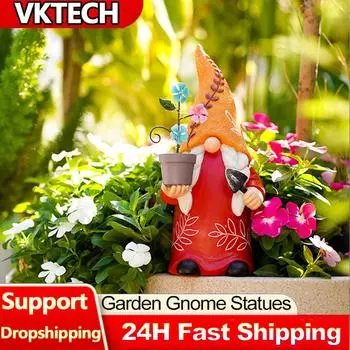 Garden Gnome Statues with Solar LED Light Funny Gnome Sculpture Outdoor Dwarf Statue Lawn Light for Patio Yard Lawn Decoration