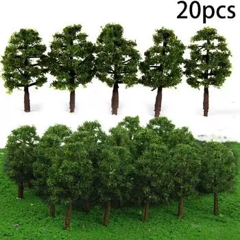 Garden Model Trees Miniature Plastic Supplies 20Pcs Mini Scenery Street