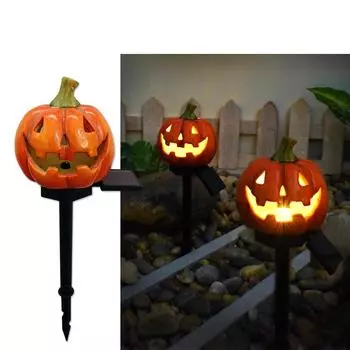Garden Pumpkin Solar Light Waterproof Solar Skull Garden Stake Lights Skeleton Garden Stakes Lamp Halloween Outdoor Light Big Pumpkin,1PC