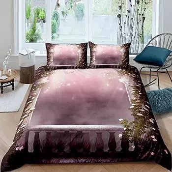 Garden Theme Duvet Cover Floral Branches Leaves Comforter Cover Botanical Bedding Set Ultra Decor Glow Nature Bedclothes Zipper EU Single(135x200cm)