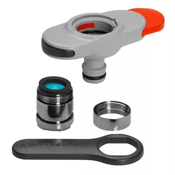 GARDENA Смеситель для помещений, совместимый со стандартными M22 и M24, продукт до 5 лет, коннектор, серый, (мужчина) (женский) Смесители, 18210-20, Гарантия серый