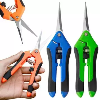 Gardening Scissors Bonsai Clippers 6.5 Inch Curved Pruning Scissors Stainless Steel Blades Multifunction Gardening Supplies зелёный