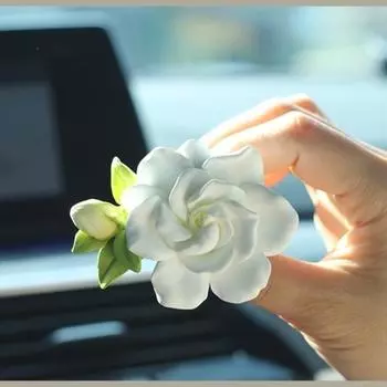 Гардения Цветок Автомобиль Ароматерапия Духи Камень Диффузор Шикарный Автомобильный Кондиционер Розетка Украшения Цветок Духи Аромат Fragrance free белый