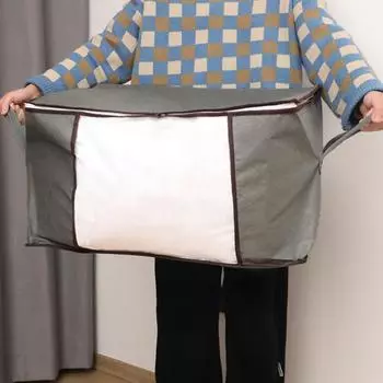 Гардероб для хранения, переезда, складная застежка-молния с ручкой для шкафа и видимой оконной сумкой-органайзером, пододеяльник, кровать B серый