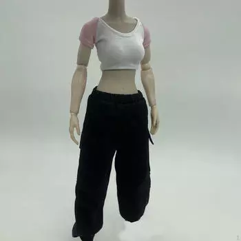 Гардероб женской фигурки 1/6, футболка с коротким рукавом и штаны для кукол 12 дюймов розовый