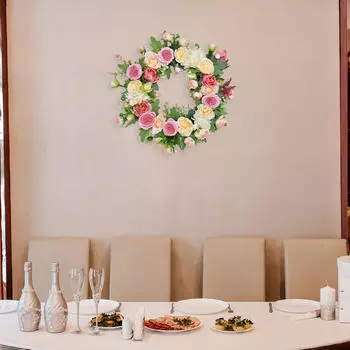 Garland Artificial Peony Wreath for Front Door Spring Decorations Colorful Gifts 18 inch Wall
