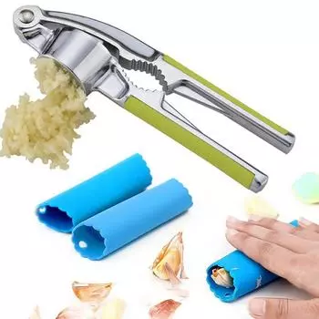 Garlic Press Walnut Open Tools Crusher Mincer Chopper Silicone Stripper TubeGarlic Press Crusher with Walnut Open Tools зелёный