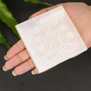 ГАРМОНИЗАЦИОННАЯ Квадратная селенитовая пластина с гравировкой селенитовая зарядка и очищение селенитовая плита кристалл домашний декор драгоценные камни для