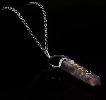 Гармонизируйте Лепидолит Камень 7 Чакра Балансирующая Терапия Карандаш Жезл Кулон Духовное Исцеление Рейки