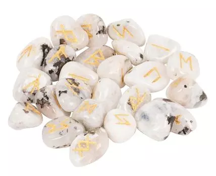 ГАРМОНИЗИРУЙТЕ Радужный Лунный Камень Натуральный Камень Упавшие Рунические Камни С Алфавитом Старшего Футарка Выгравированный Драгоценный Камень Руна