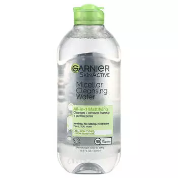 Garnier, SkinActive, мицеллярная очищающая вода, универсальное средство для снятия макияжа, для жирной кожи, 13,5 жидких унций (400 мл)