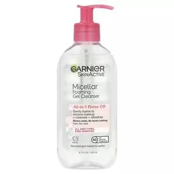 Garnier, SkinActive, мицеллярный пенящийся гель для умывания, все в одном, смываемый, 200 мл (6,7 жидких унций)